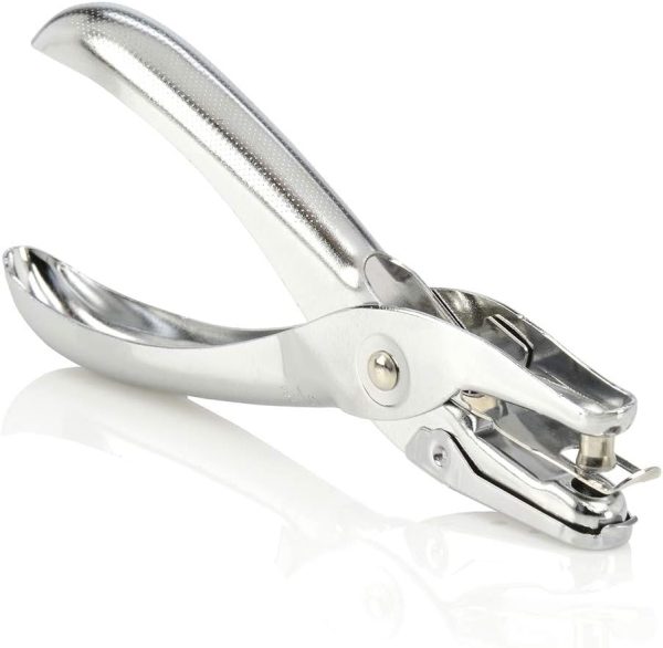 1 Hole Punch, 5 Sheet Capacity Hole Puncher, Single Hole Paper Punch, Chrome (74005)
