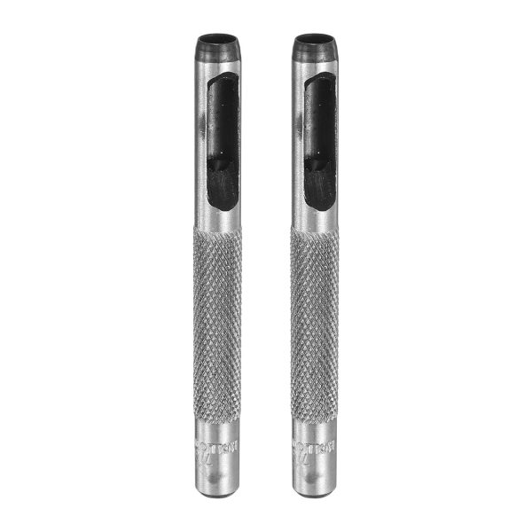 2pcs Leather Round Hole Punch, 6mm Hollow Hole Puncher Cutter Carbon Steel Circle Hole Punching Cutting Tool for Belt/DIY Leather Craft