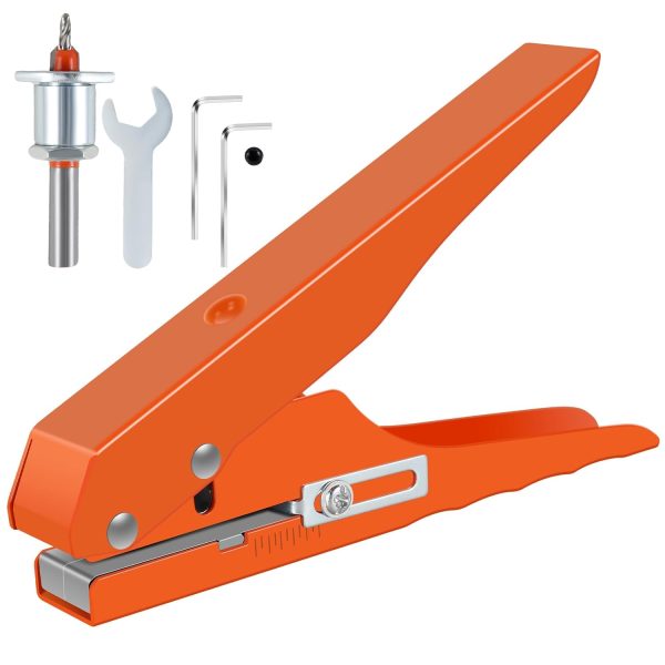 Single Hole Punch, 5/16 Inch Adjustable Screw Cover Hole Punch, Heavy Duty Hole Puncher, Edge Banding Punching Pliers with Limit Taper Drill Bit for Paper Cards, Hard Film, Thin Wood, PVC, Leather