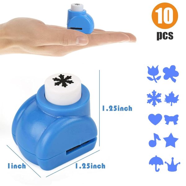 10 Pack Multicolored Shape Paper Hole Punch Craft Set for DIY Crafting, Scrapbooking, Handmade Greeting Cards, Photo Albums, Mini Cutter Nail, and Festival Cards Projects - Image 2