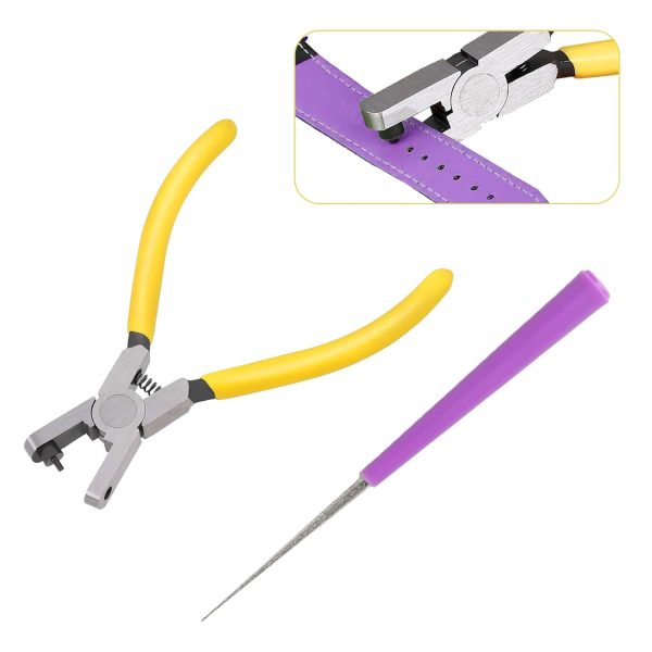 2pcs Watch Band Hole Punch Plier, 2.0mm Belt & Shoe Strap Punch Tool, Handheld Wrist Belt Leather Hole Punch for DIY Craft & Fabric
