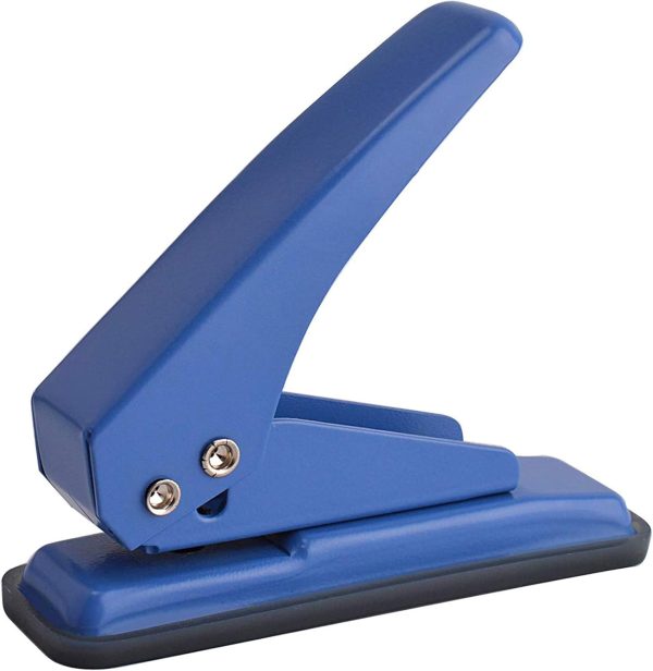 Single Hole Punch, 1/4" Hole Puncher, 20 Sheet Punch Capacity, Handheld with Non-Skid Base for Paper Chipboard Craft Paper and Art Project, Blue