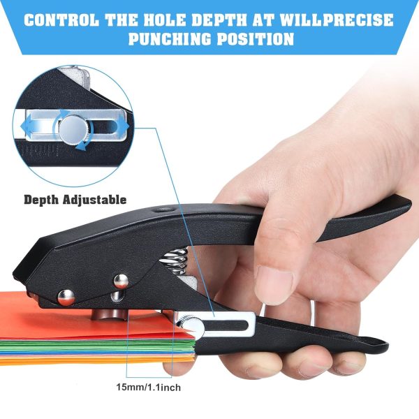Hole Punch,Heavy Duty Hole Puncher Single,Paper Punch Portable Hand Held Long Hole Punch for Paper Cards Plastic Cardboard (12MM) - Image 2