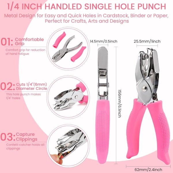 1/4 Hole Punch, Handheld Single Hole Punch with Soft Grip, Small Hole Punch for Easy and Quick Holes in Cardstock, Tags or Cards, Perfect for Paper Crafts, Arts and Designs