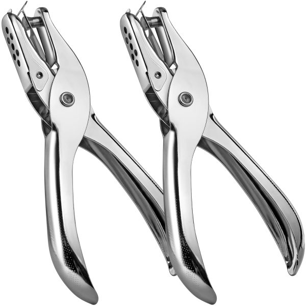 2 Pieces Small Single Hole Punch, 1/4 Inch One Hole Paper Punch with 8 Sheet Capacity, Punch Accuracy, Hole Puncher Single for Crafts, Tags, and Tickets