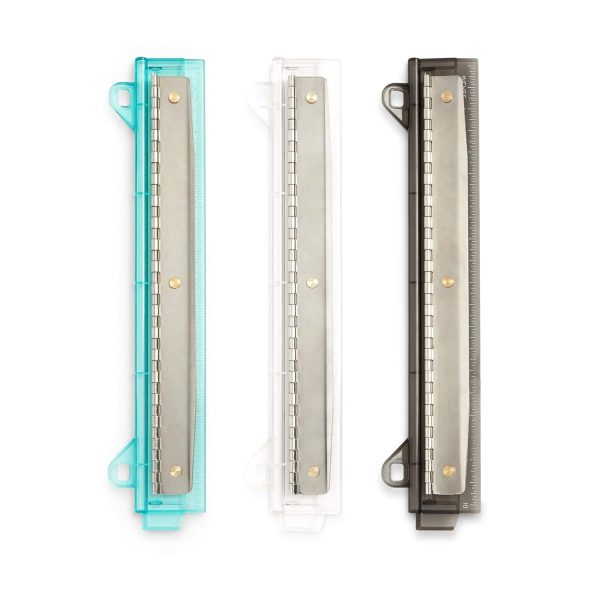 Set of 3 Hole Punch for Binder, Plastic Portable Ruler with Hole Puncher for Binder or Notebook, Easy to Use Flat Hole Punch for School or Office Use, Assorted Colors, 3 Pack